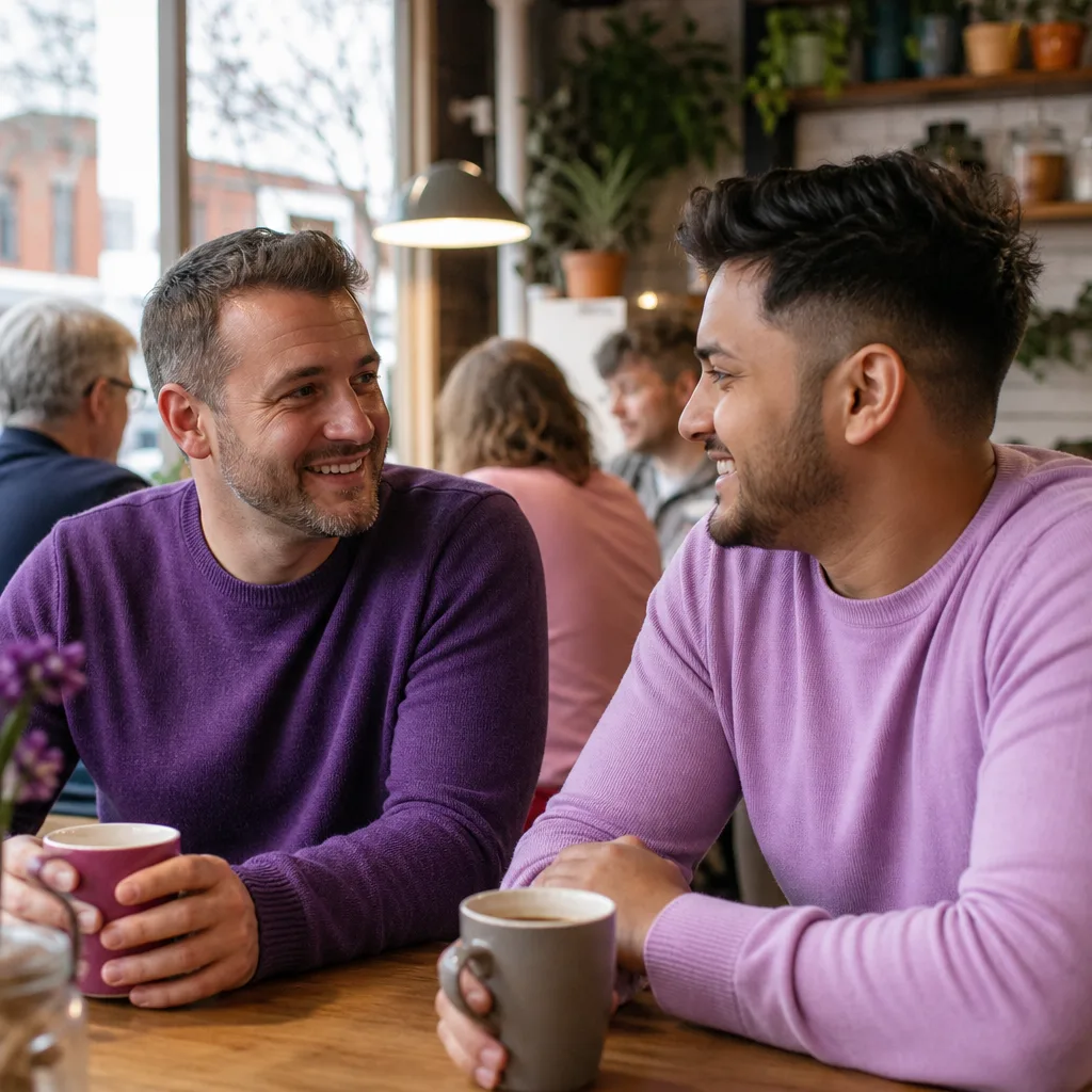 Coffee cups on a table at a busy public café in Bracknell